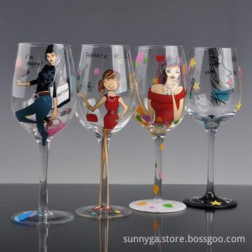 Hand Painting Wine Glass with 84mm Maximum Diameter and 420mL Capacity, Suitable for Promotions